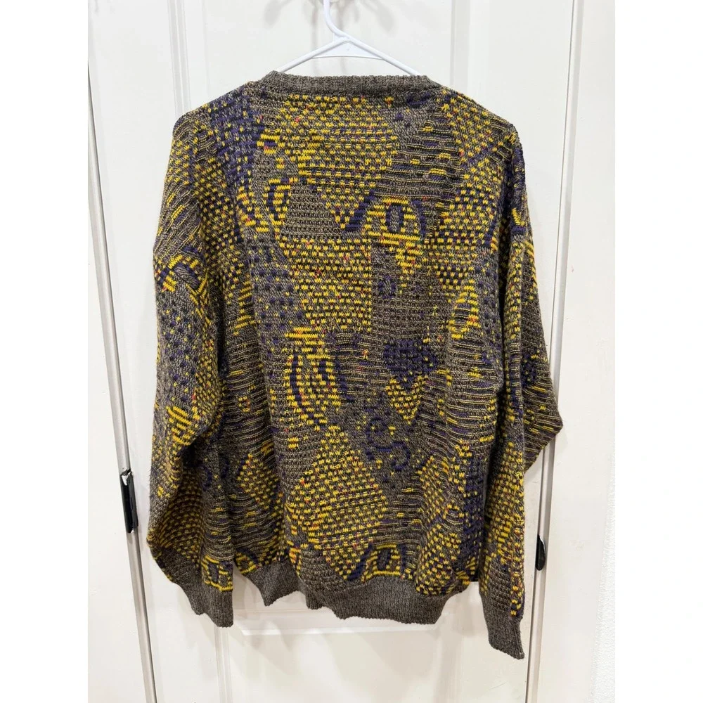 Pronto Uomo Firenze Vintage Wool Blend Abstract Sweater Made in Italy Mens Small